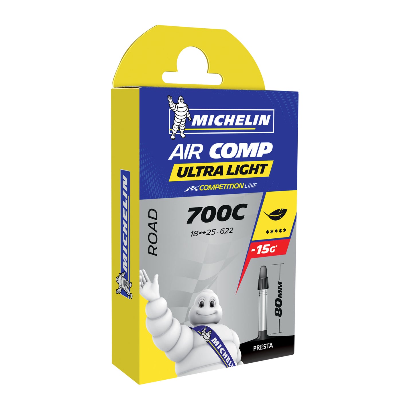 Chambre à air vélo 700 x 18-25 Michelin a1 ultralight valve presta 80mm