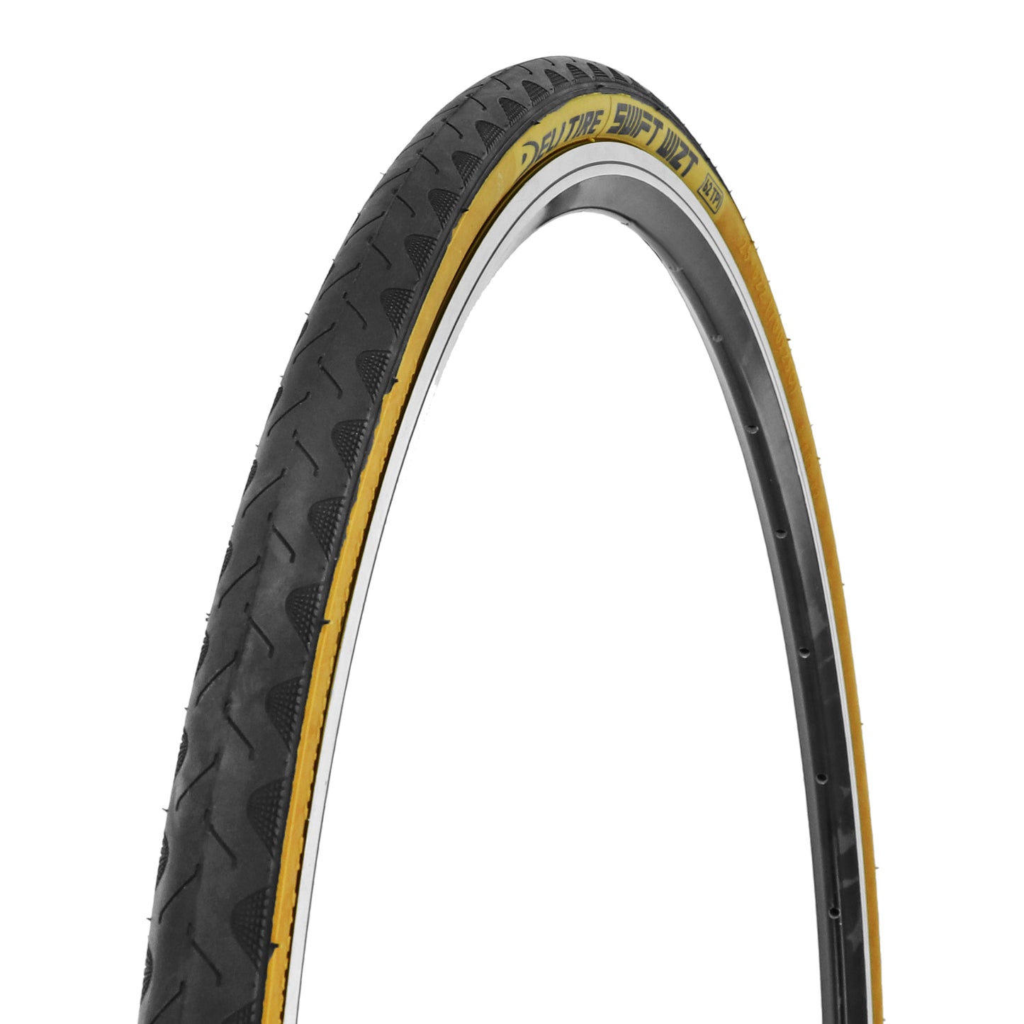 Road Tire 700 X 25 Deli Black TS Tanwall Beige Sidewall (25-622)