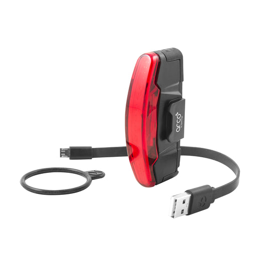 Eclairage vélo usb arrière Spanninga arco noir livré 3 fonctions standard, éco, flash