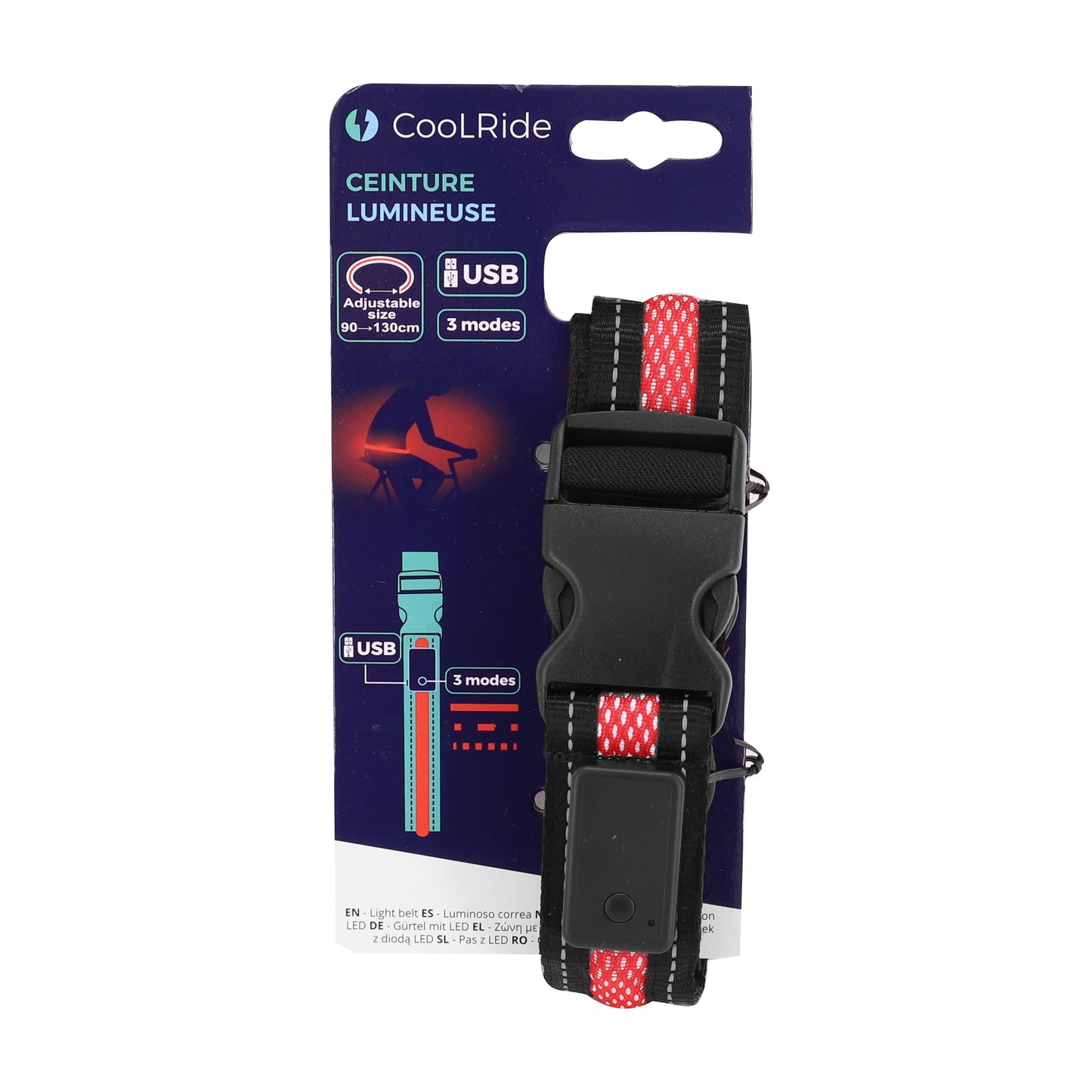 USB bicycle light belt with remote control 2 flash and continuous modes PCP