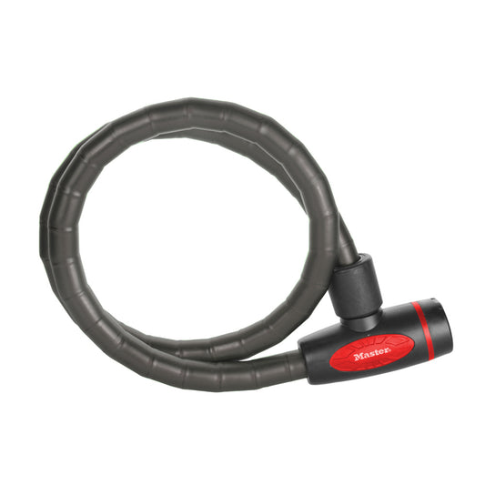 Masterlock articulated cable bicycle and scooter lock, 18mm diameter, 1m long, black, supplied with 4 keys - security level 7