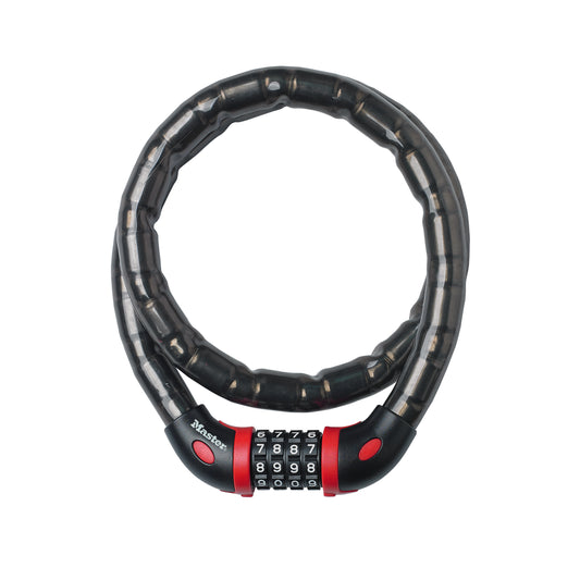 Masterlock articulated bike lock with combination, 18mm diameter, 1m length, black - security level 7
