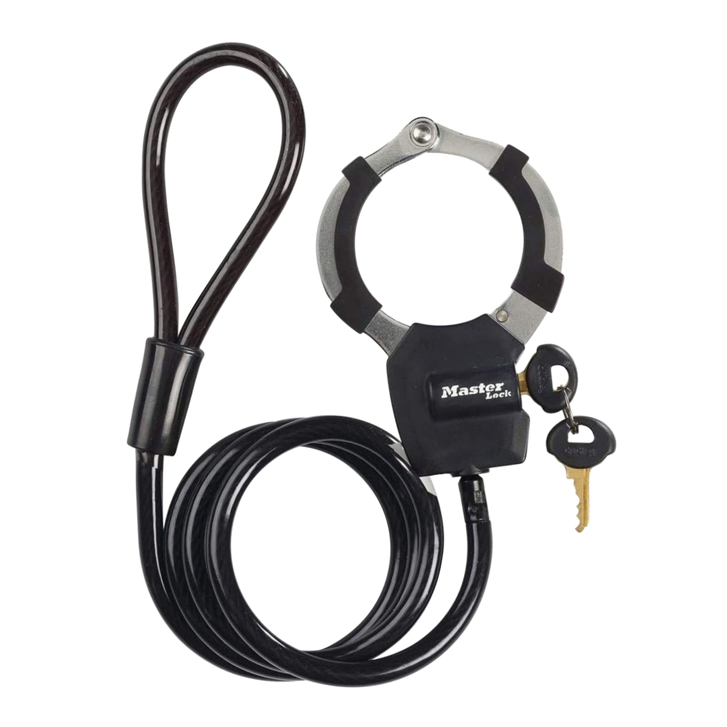 Bicycle - scooter anti-theft cable with looped cuff Masterlock street cuff 8 mm diameter 1m length - delivered with 4 keys - security level 6