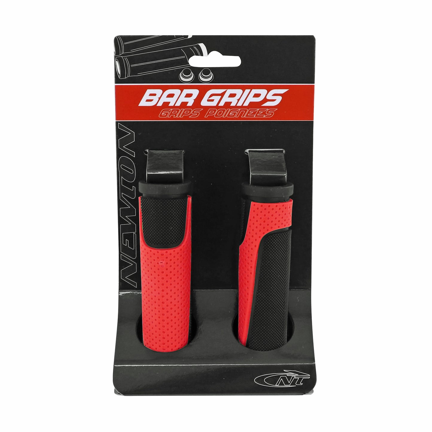 Poignées VTT Newton rubber noir rouge 125mm