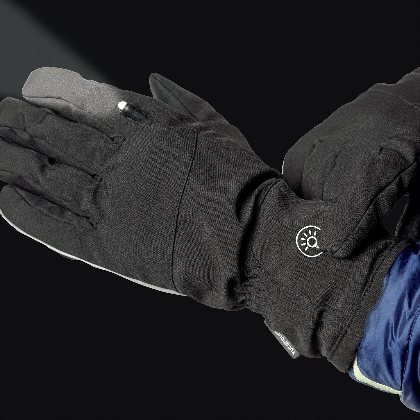 Gants vélo city long Tucano Lux noir LED USB