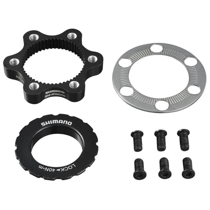 Adaptateur frein à disque transforme fixation disque Centerlock Shimano en 6 trous pour axe traversant origine