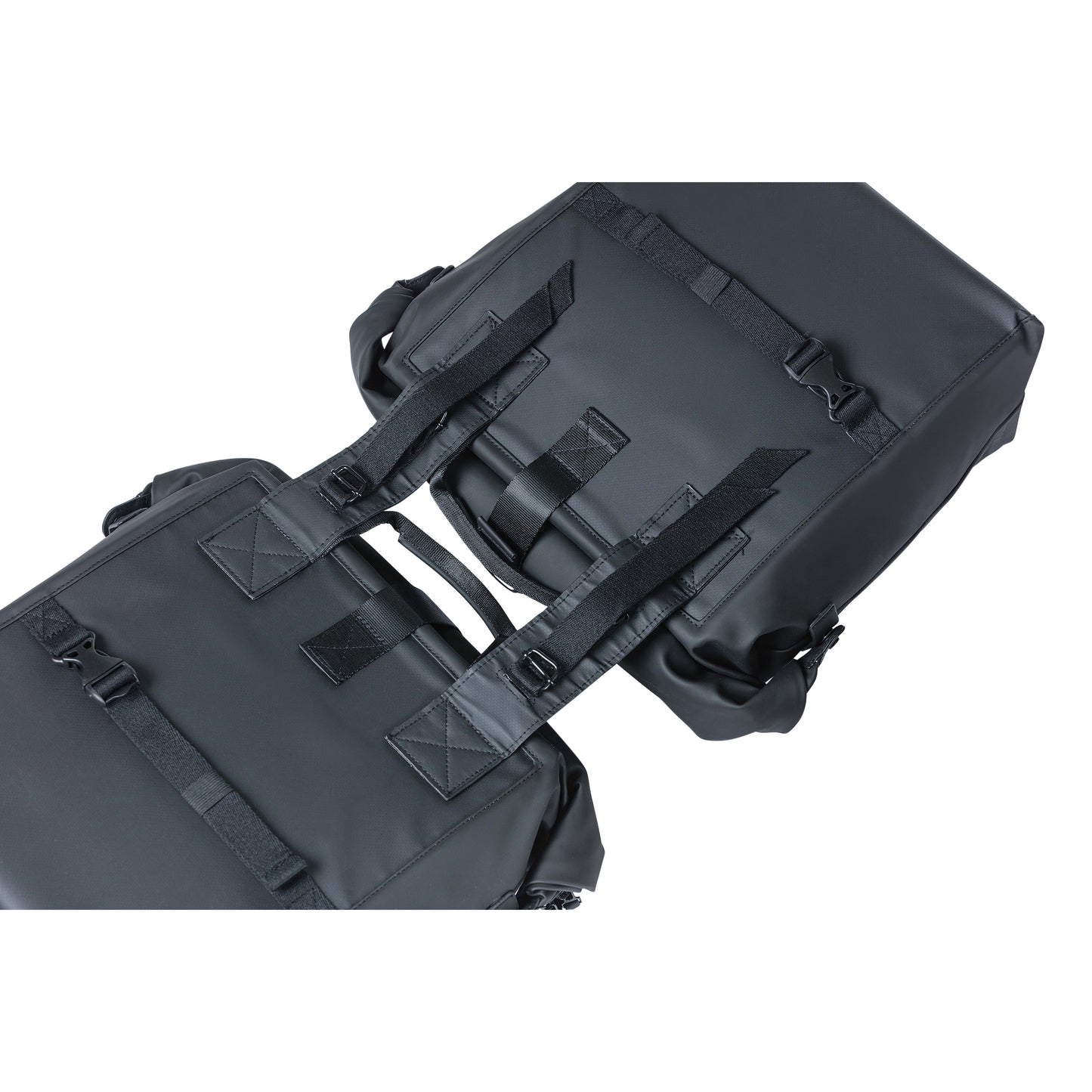 Basil Soho Double Bike Pannier, 41L, Black, Velcro Fastening on Luggage Rack, 31x12x37cm with LED Lighting