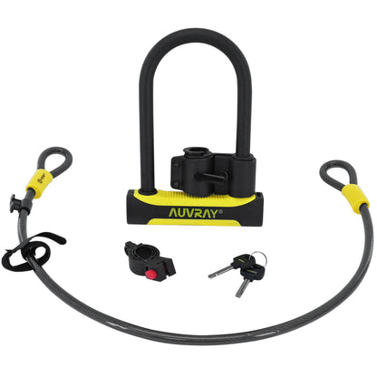 Auvray U-Lock bike lock 180 x 245 mm, 16 mm diameter, no bracket, with 1 m, 12 mm diameter cable, security level 8-10