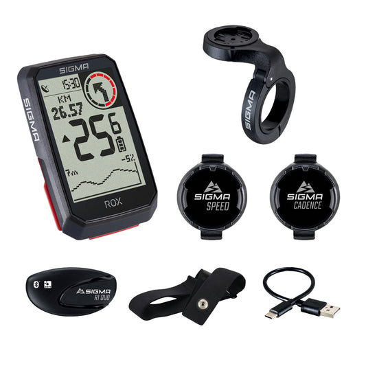 Compteur Sigma rox4.0 Gps noir altimètre (pack complet avec Gps, émetteur vitesse, cardio, cadence pédalage)