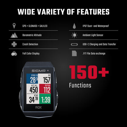 Sigma Rox 11.1 EVO GPS Cycling Computer, black, with heart rate monitor, altimeter, cadence + speed sensor