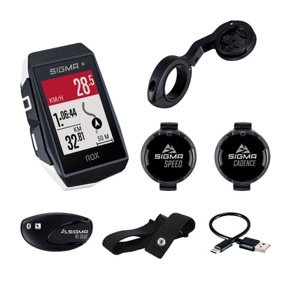 Sigma Rox 11.1 Evo GPS computer white with heart rate, altimeter, cadence + speed transmitter