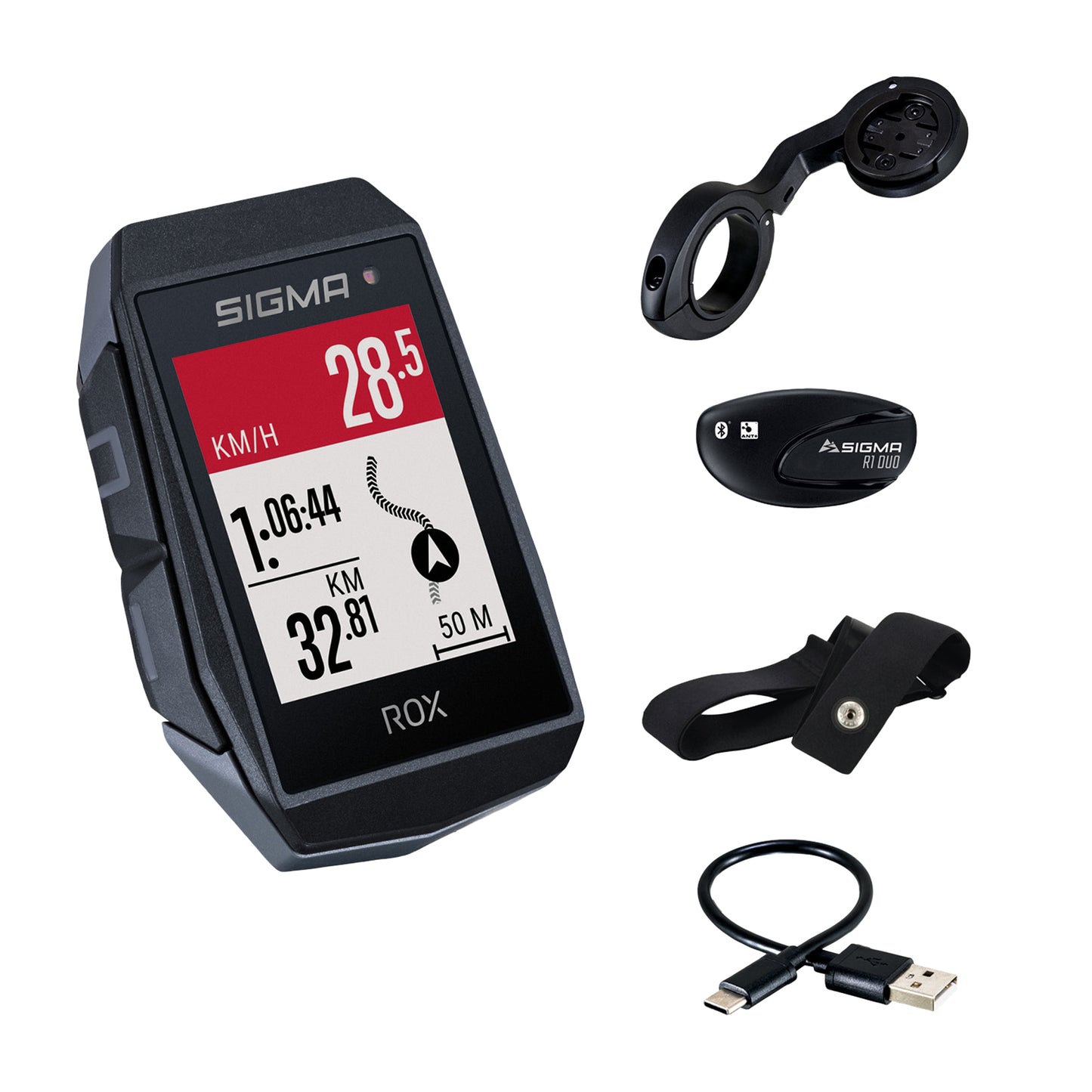 Sigma Rox 11.1 EVO GPS Cycling Computer, Black with Heart Rate Monitor and Altimeter