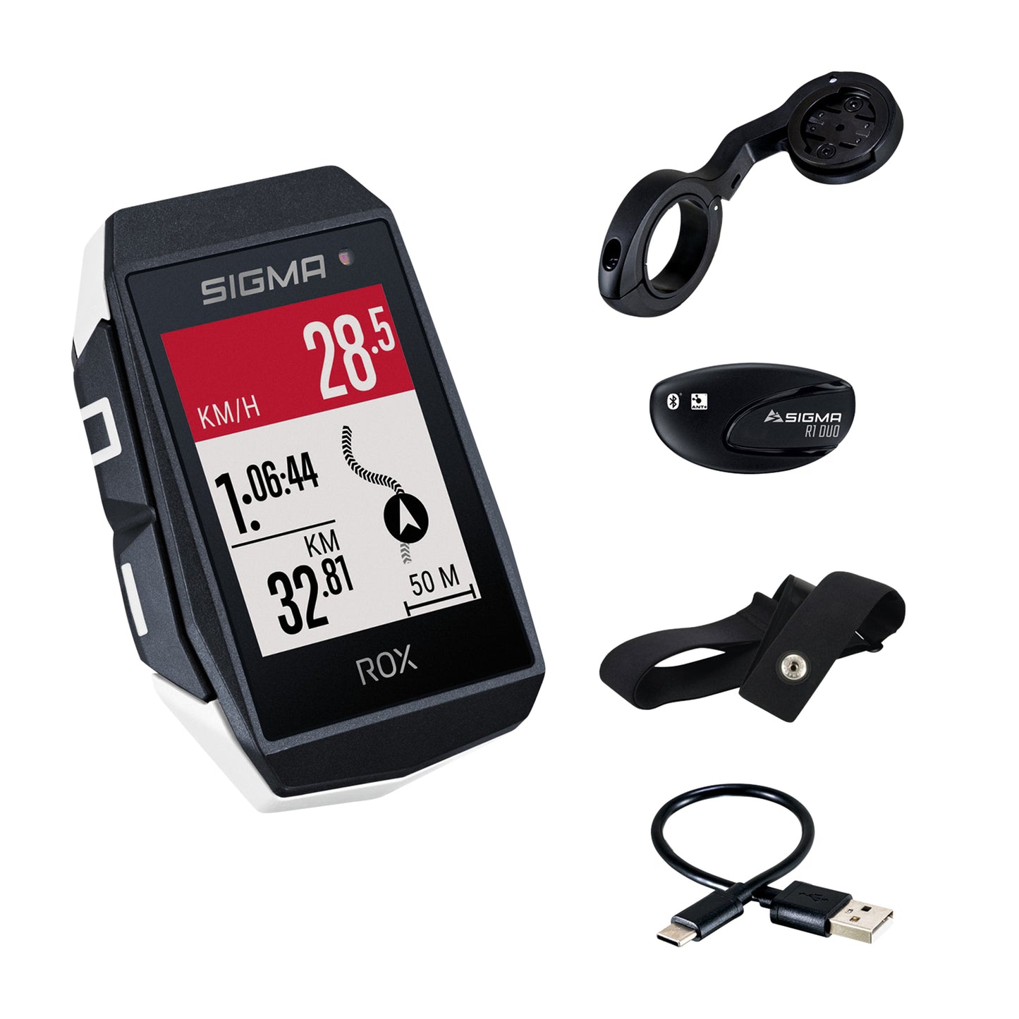 Compteur Sigma rox11.1 evo Gps blanc avec cardio et altimètre