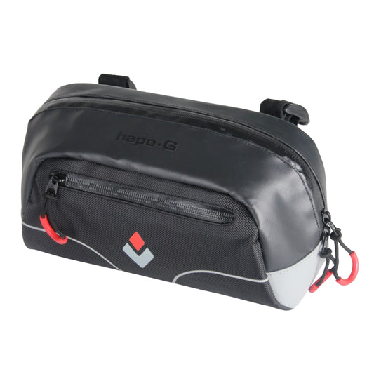 Hapo.g Handlebar bag, black, with Velcro fasteners, 2L, L25 x W13.5 x H10