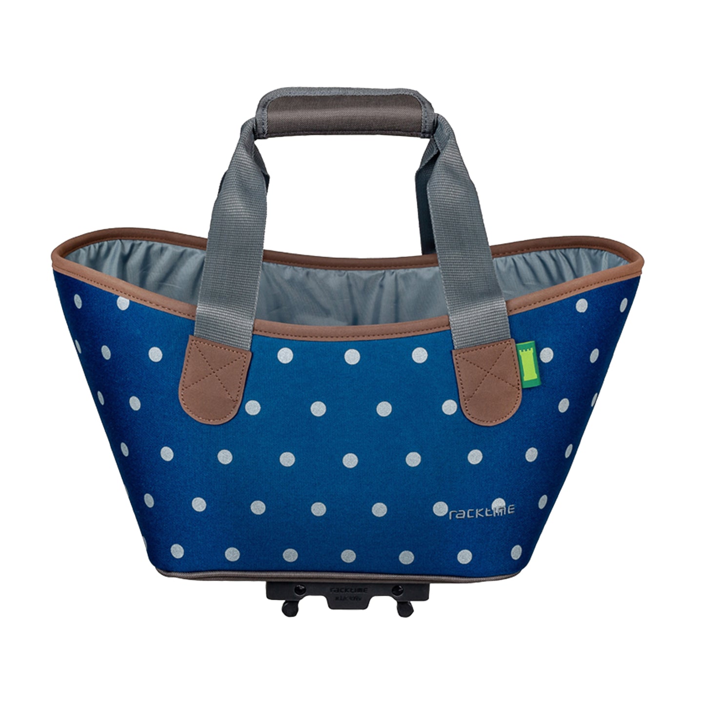Racktime Agnetha blue polka dot bike basket bag for Snapit