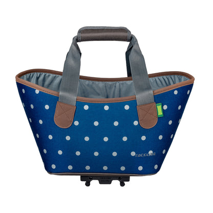 Racktime Agnetha blue polka dot bike basket bag for Snapit