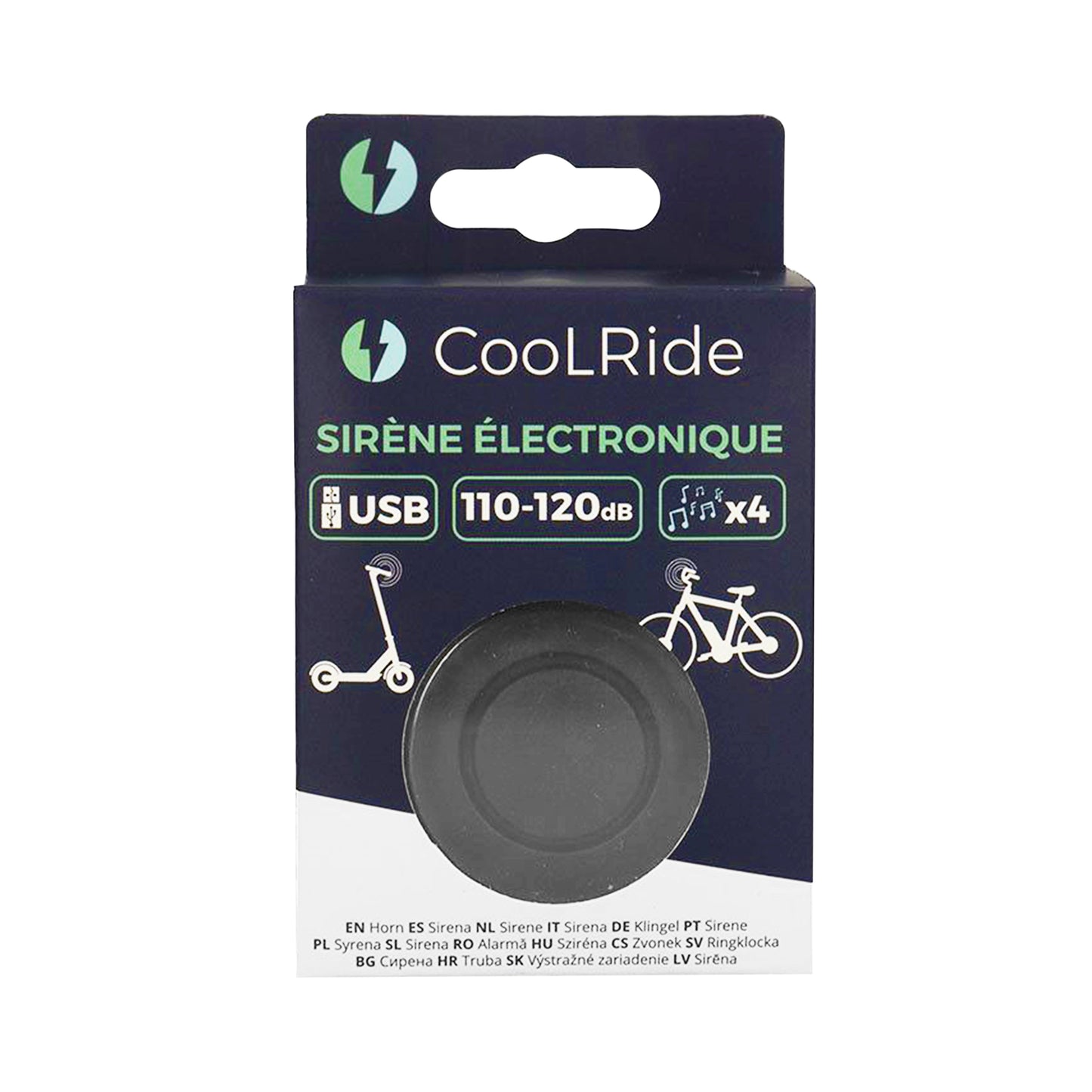 Sonnette électronique vélo rechargeable USB 4 sons