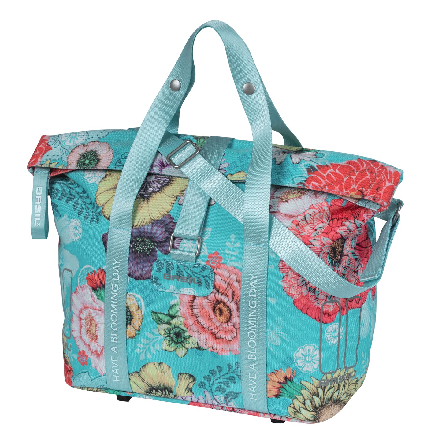 Sac à main vélo Basil bloom field 8-11l bleu clair waterproof fixation système mik inclus 29x15x28cm