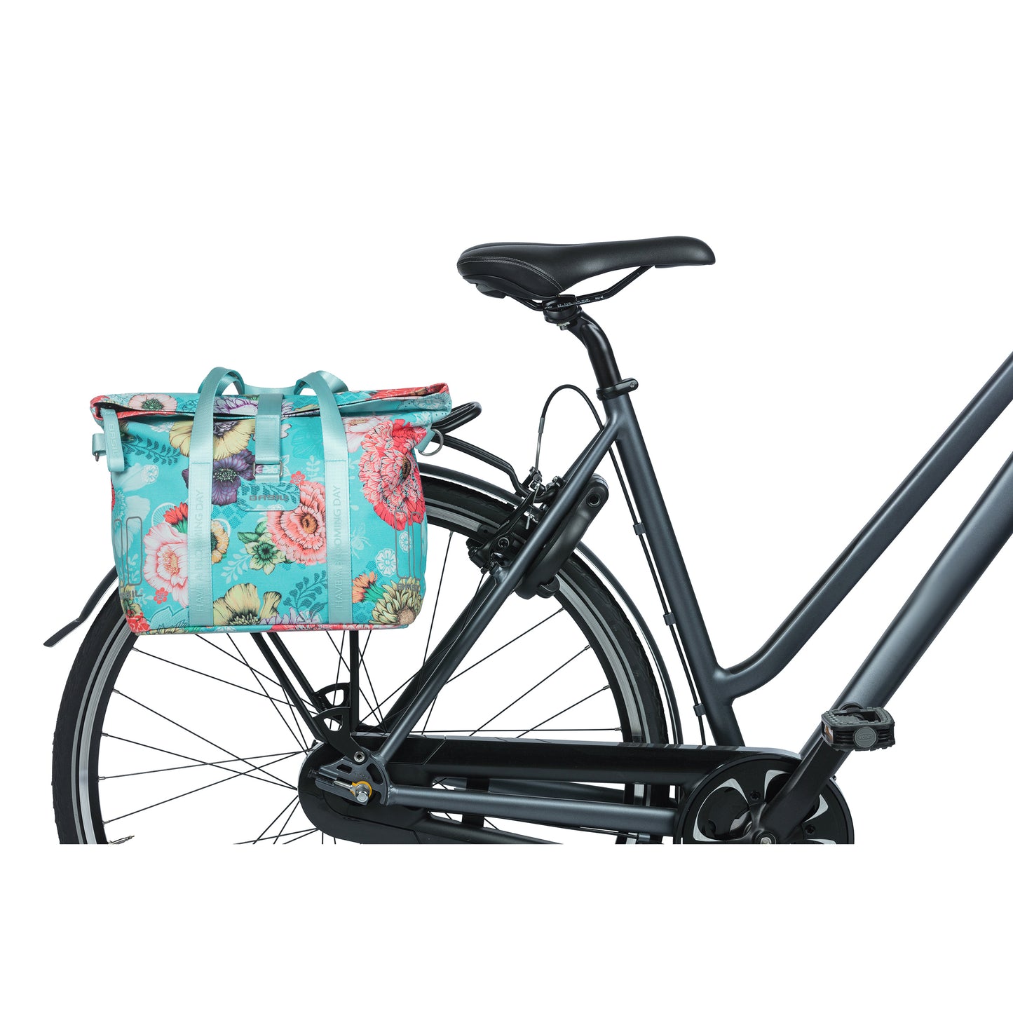 Sac à main vélo Basil bloom field 8-11l bleu clair waterproof fixation système mik inclus 29x15x28cm