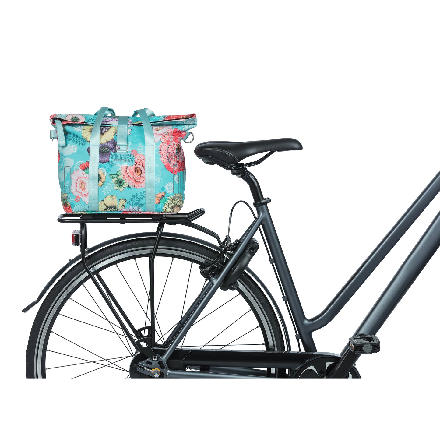 Sac à main vélo Basil bloom field 8-11l bleu clair waterproof fixation système mik inclus 29x15x28cm