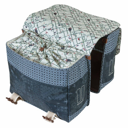 Sacoche arrière vélo double Basil bohème 35l bleu indigo fixation velcros sur porte bagage37x15x37cm