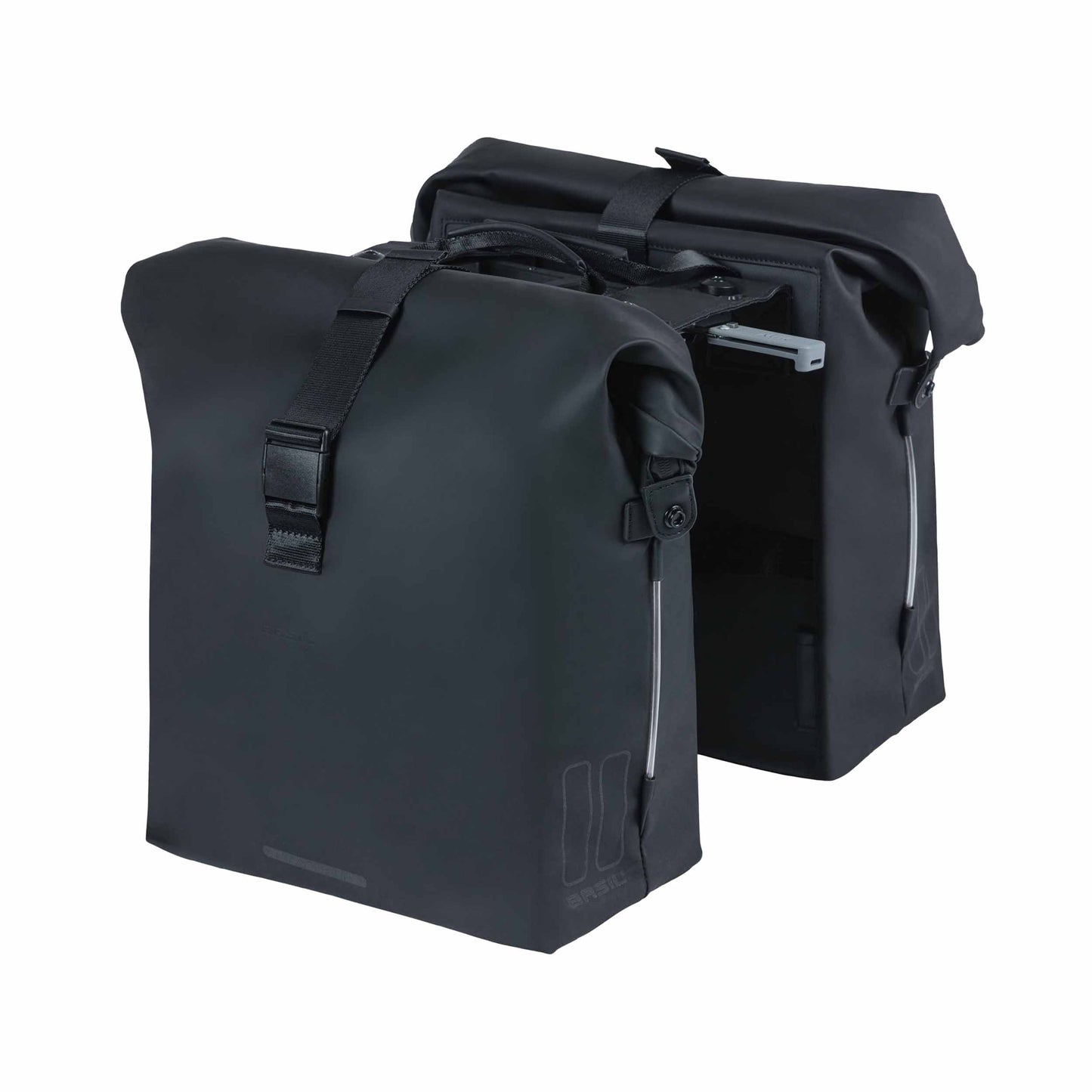 Basil Soho Double Pannier 41L Black Rack Mount MIK System 31x12x37cm with LED lighting