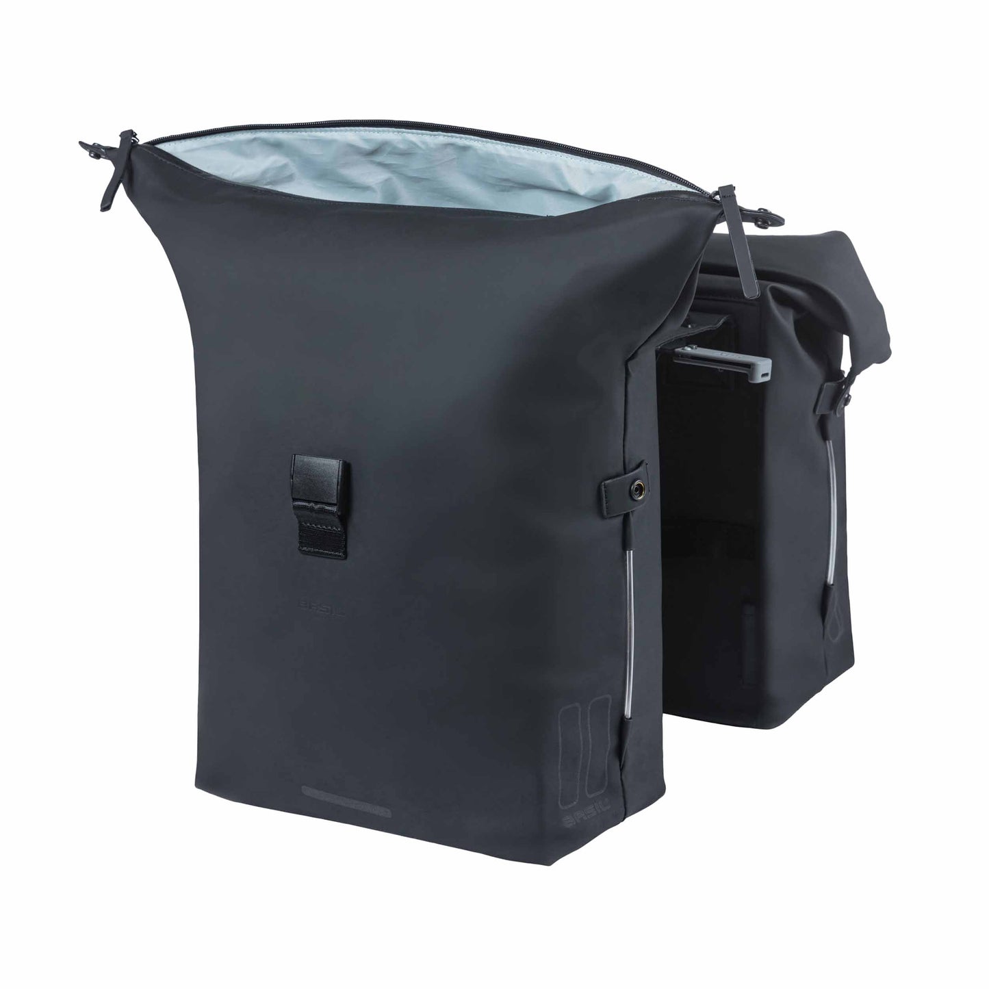 Basil Soho Double Pannier 41L Black Rack Mount MIK System 31x12x37cm with LED lighting
