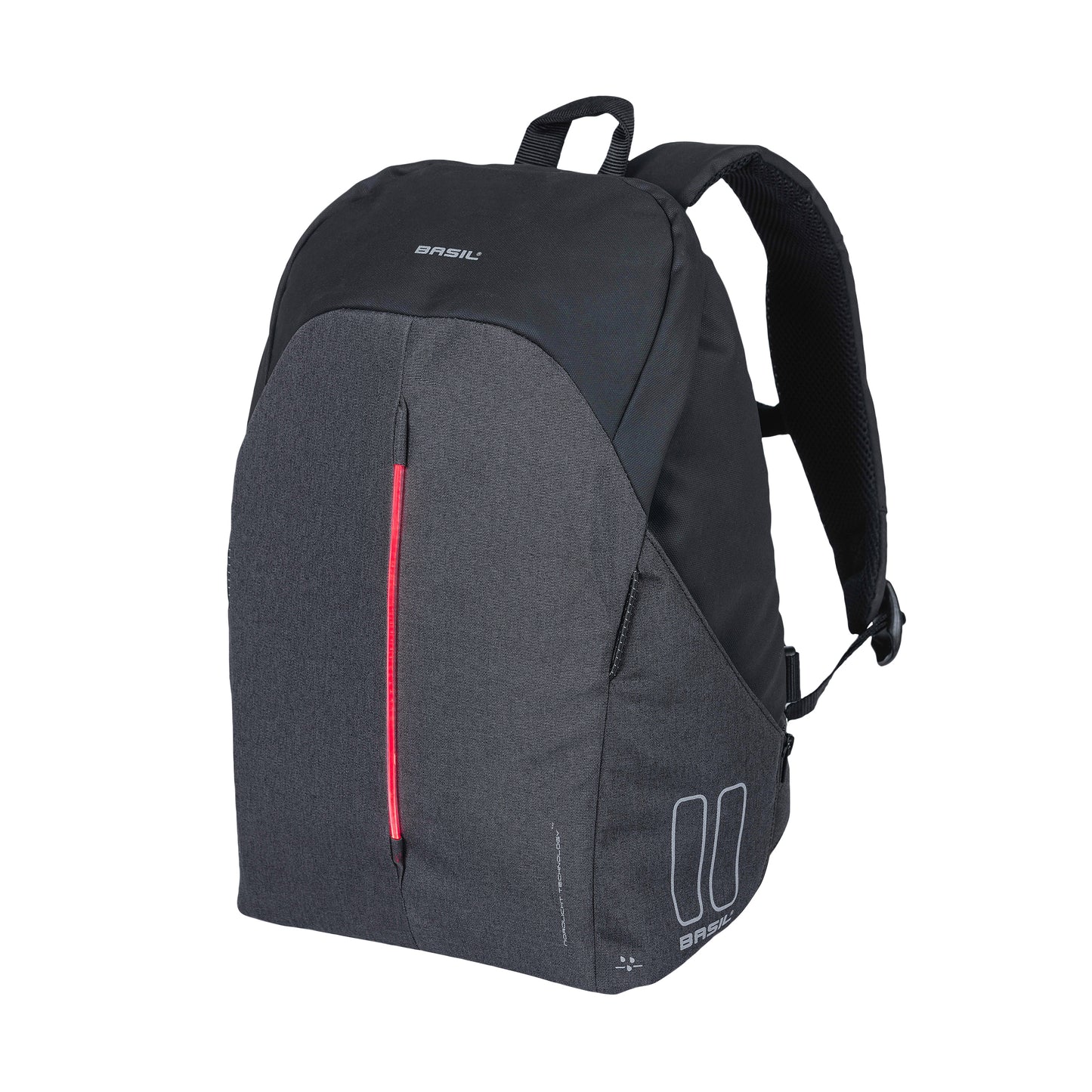 Sacoche arrière sac à dos vélo latérale Basil b-safe nordlicht gris graphite 13l waterproof fixation hook sur porte bagage avec éclairage led fixe-clignotant