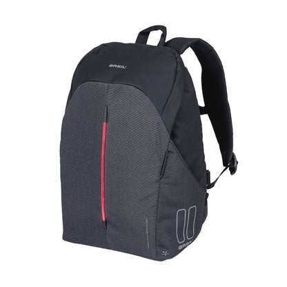 Sacoche arrière sac à dos vélo latérale Basil b-safe nordlicht gris graphite 13l waterproof fixation hook sur porte bagage avec éclairage led fixe-clignotant