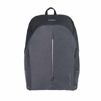 Sacoche arrière sac à dos vélo latérale Basil b-safe nordlicht gris graphite 13l waterproof fixation hook sur porte bagage avec éclairage led fixe-clignotant