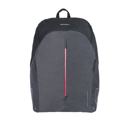 Sacoche arrière sac à dos vélo latérale Basil b-safe nordlicht gris graphite 13l waterproof fixation hook sur porte bagage avec éclairage led fixe-clignotant