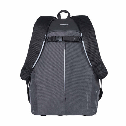 Sacoche arrière sac à dos vélo latérale Basil b-safe nordlicht gris graphite 13l waterproof fixation hook sur porte bagage avec éclairage led fixe-clignotant