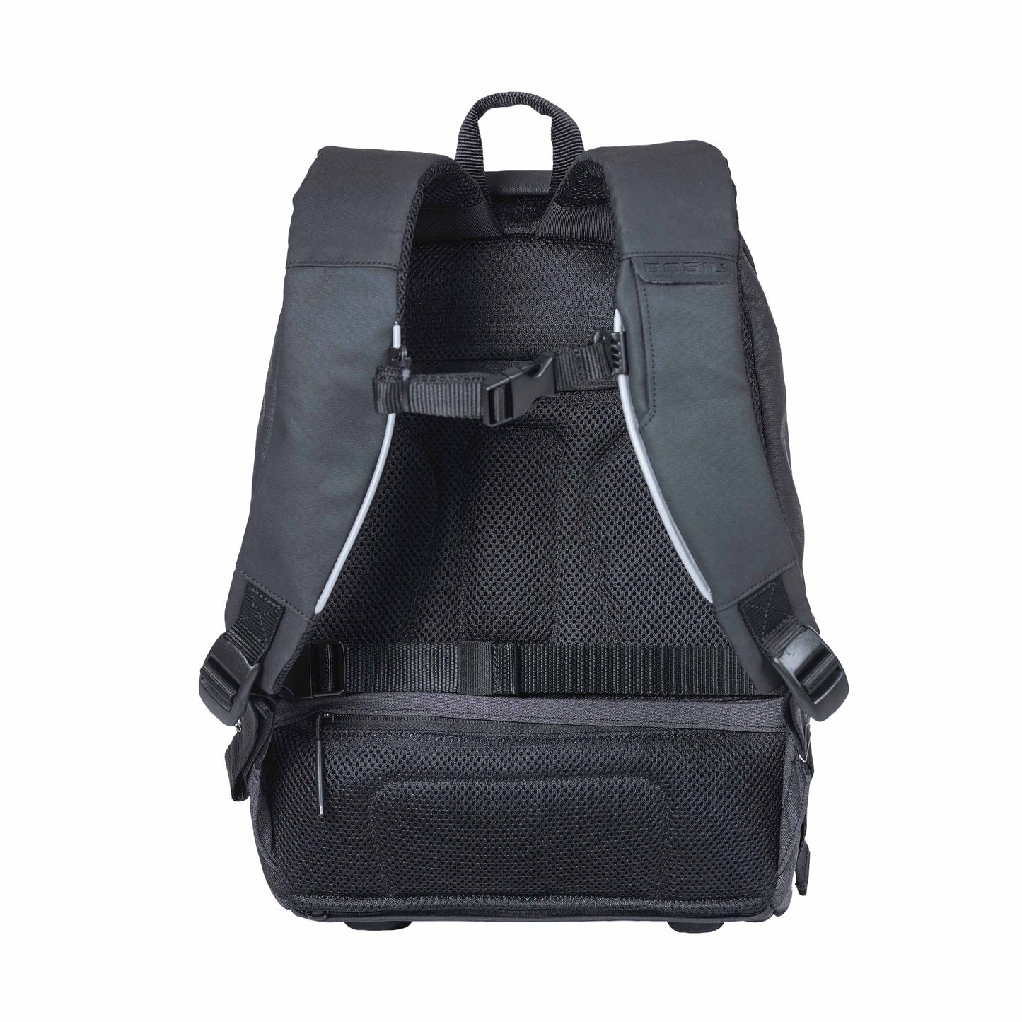 Sacoche arrière sac à dos vélo latérale Basil b-safe nordlicht gris graphite 13l waterproof fixation hook sur porte bagage avec éclairage led fixe-clignotant