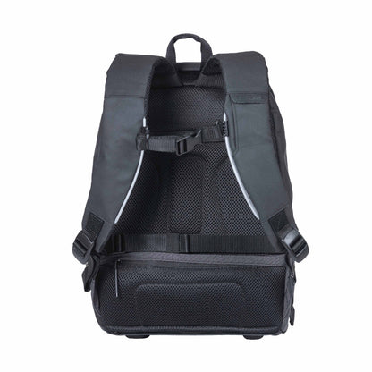 Sacoche arrière sac à dos vélo latérale Basil b-safe nordlicht gris graphite 13l waterproof fixation hook sur porte bagage avec éclairage led fixe-clignotant