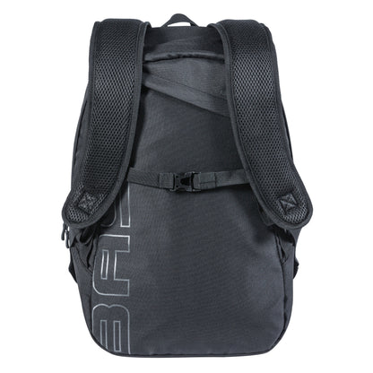 Sacoche arrière vélo latérale sac à dos Basil flex backpack noir 17l fixation hook sur porte bagage