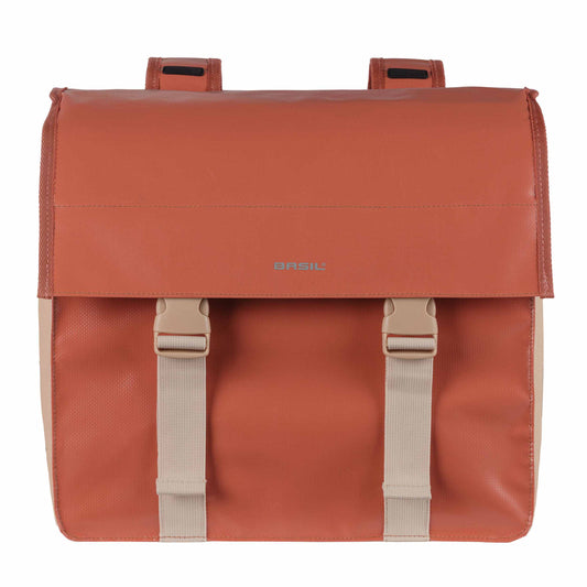 Sacoche arrière vélo double Basil urban load imperméable terre rouge-rose 48-53l 41x18x46cm waterproof