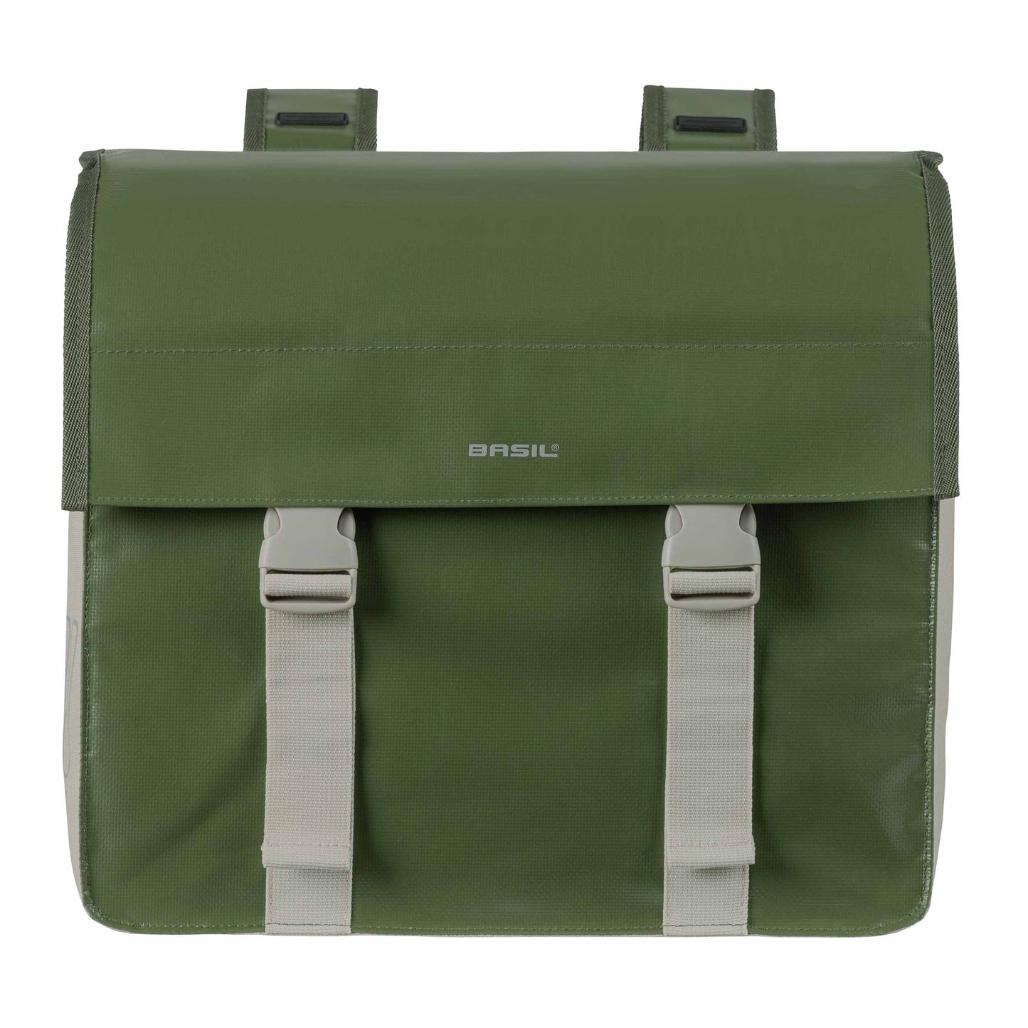 Sacoche arrière vélo double Basil urban load imperméable vert / sable 48-53l 41x18x46cm waterproof