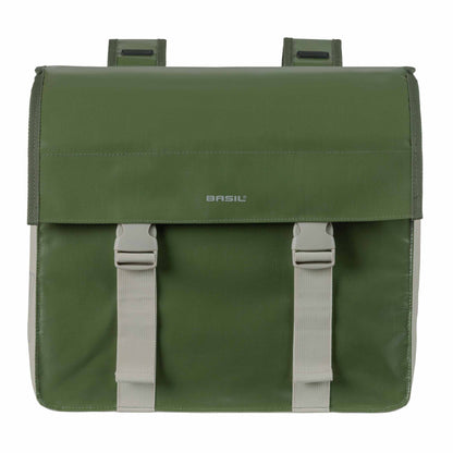 Sacoche arrière vélo double Basil urban load imperméable vert / sable 48-53l 41x18x46cm waterproof