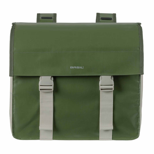 Sacoche arrière vélo double Basil urban load imperméable vert / sable 48-53l 41x18x46cm waterproof