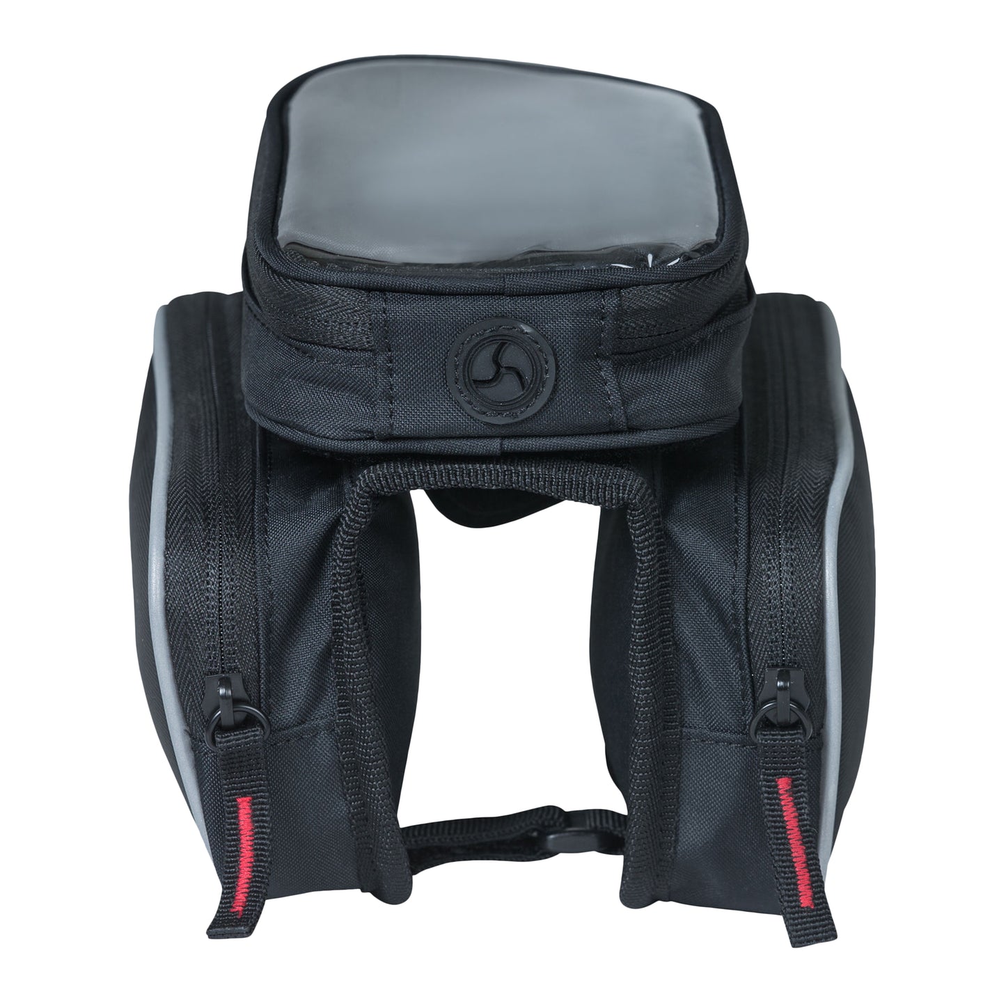 Sacoche de cadre vélo Basil design noir fixation velcro 1.5l avec 2 compartiments latéraux