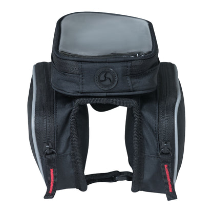 Sacoche de cadre vélo Basil design noir fixation velcro 1.5l avec 2 compartiments latéraux