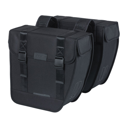 Sacoche arrière vélo double Basil tour 28l noir 34x14x34cm fixation porte bagage