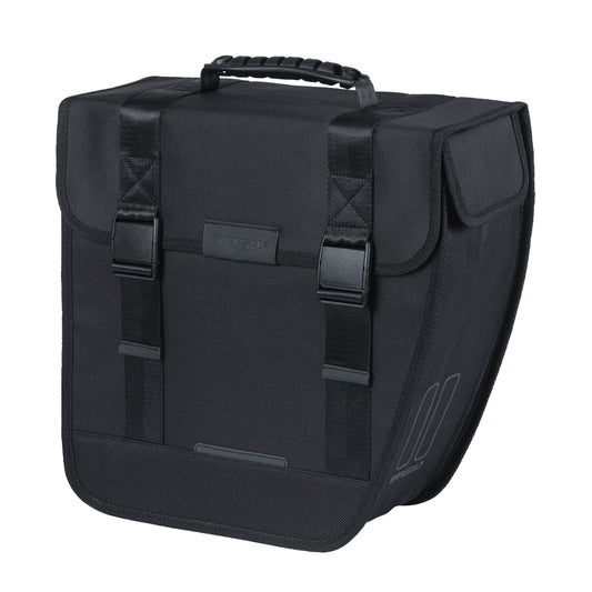 Sacoche arrière vélo latérale Basil tour droit 14l noir fixation crochet hook 34x14x34cm