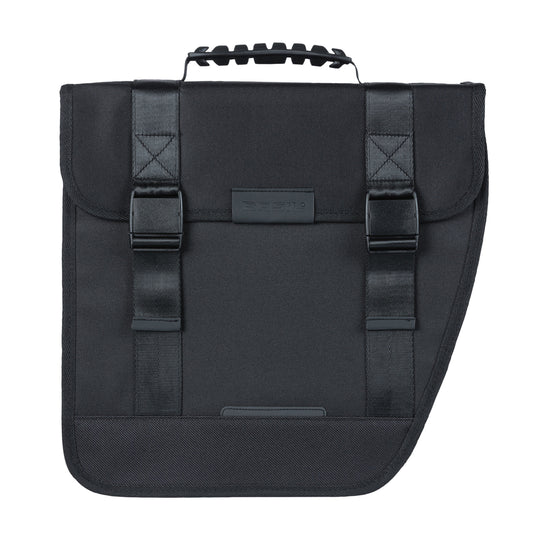 Sacoche arrière vélo latérale Basil tour droit 14l noir fixation crochet hook 34x14x34cm