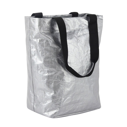 Grey recycled material side pannier bike bag, rack mount with hook