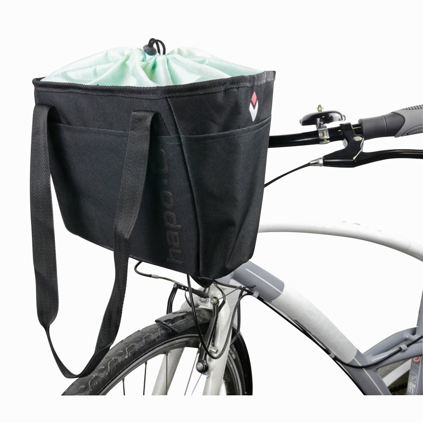 Hapo.G black canvas front basket for e-bikes