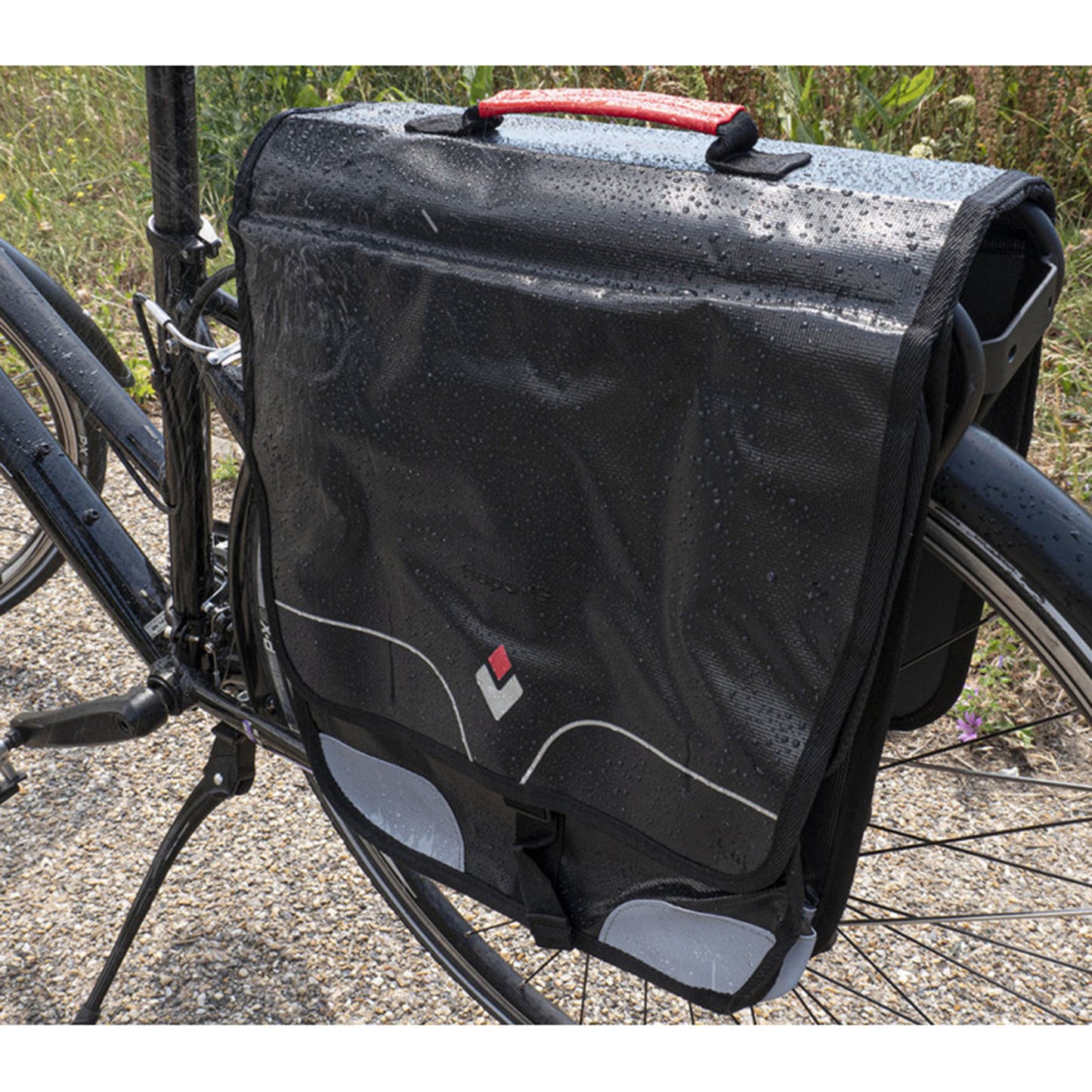 Sacoche arrière vélo double rigide Hapo.g 32l noir waterproof fixation velcros sur porte bagage