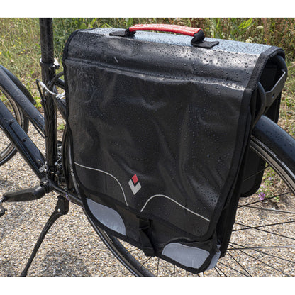Sacoche arrière vélo double rigide Hapo.g 32l noir waterproof fixation velcros sur porte bagage