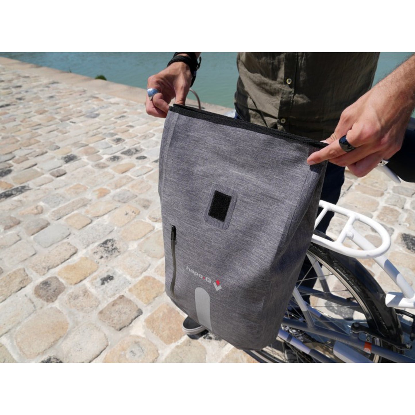 Hapo-g Waterproof 14L Grey Right/Left Side Pannier Backpack Rack Mount
