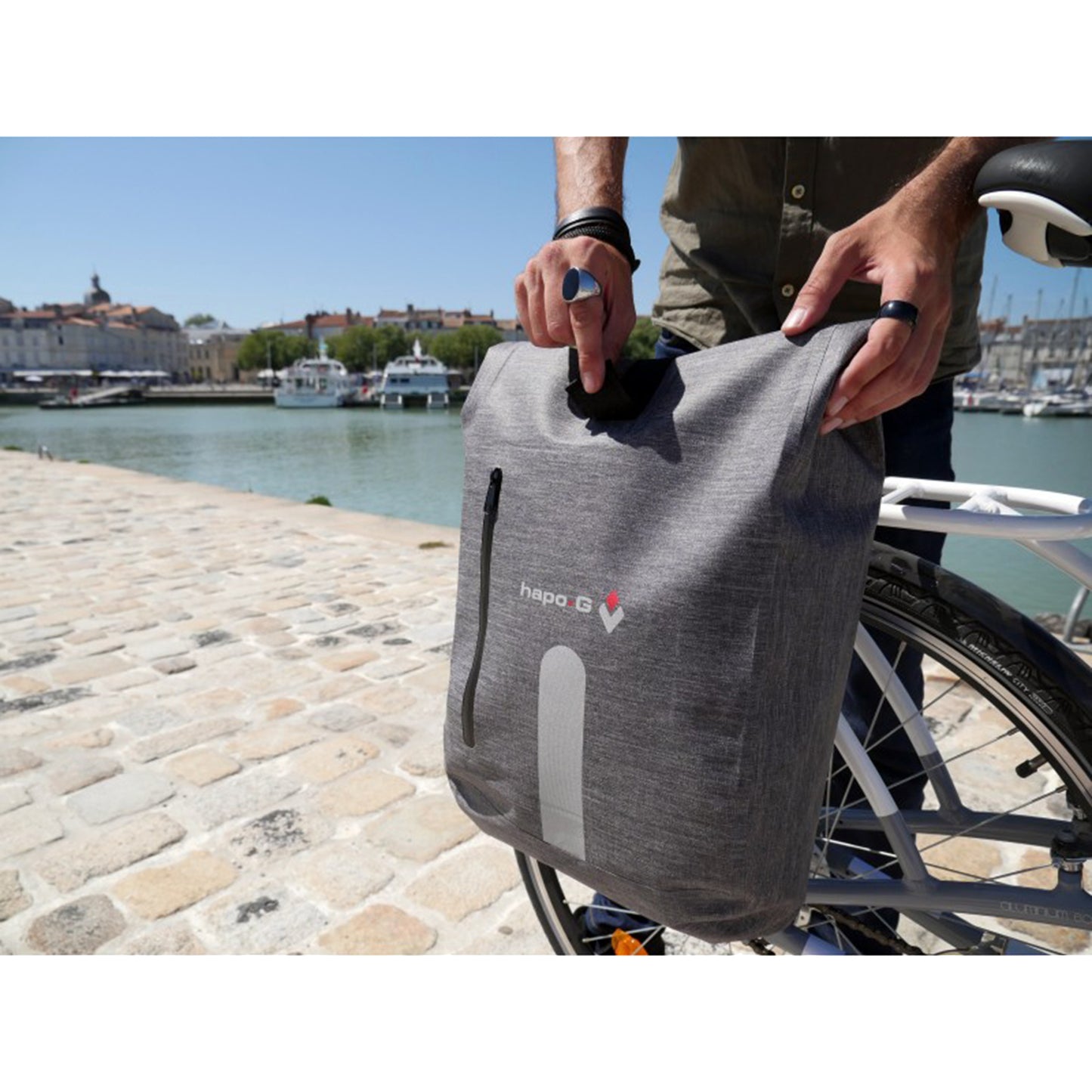 Hapo-g Waterproof 14L Grey Right/Left Side Pannier Backpack Rack Mount